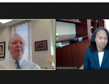 Delaware Supreme Court Chief Justice Collins J. Seitz Jr. and Justice Tamika R. Montgomery-Reeves talk with WHYY News about a new effort to improve diversity in the state's courts. (Screengrab via Zoom)