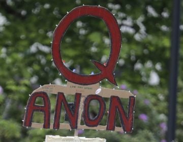 A QAnon sign is pictured outside