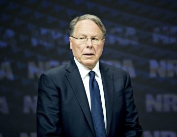 National Rifle Association CEO Wayne LaPierre at the group’s annual meeting in Dallas in May 2018. A secretive figure, LaPierre makes few public appearances outside of carefully scripted speeches. Wayne LaPierre, chief executive officer of the National Rifle Association, stands on stage after arriving at the NRA annual meeting in Dallas on May 5, 2018. (Daniel Acker/Bloomberg via Getty Images)