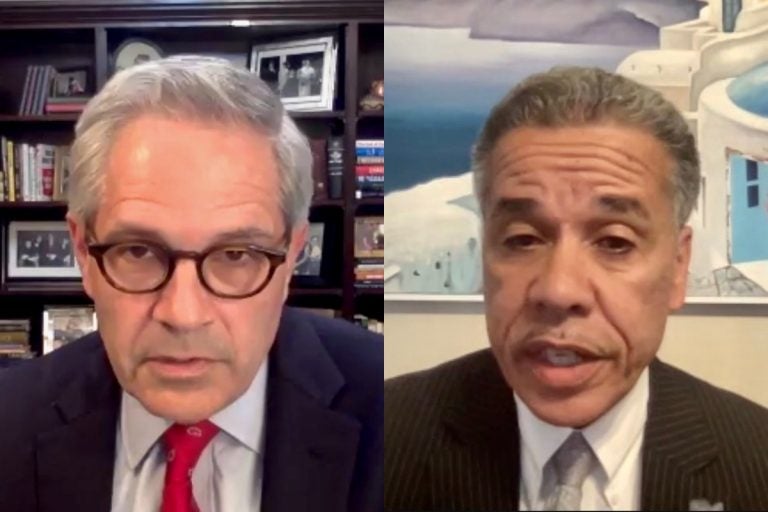 District Attorney Larry Krasner (left) and former Assistant District Attorney Carlos Vega. (Screenshot)