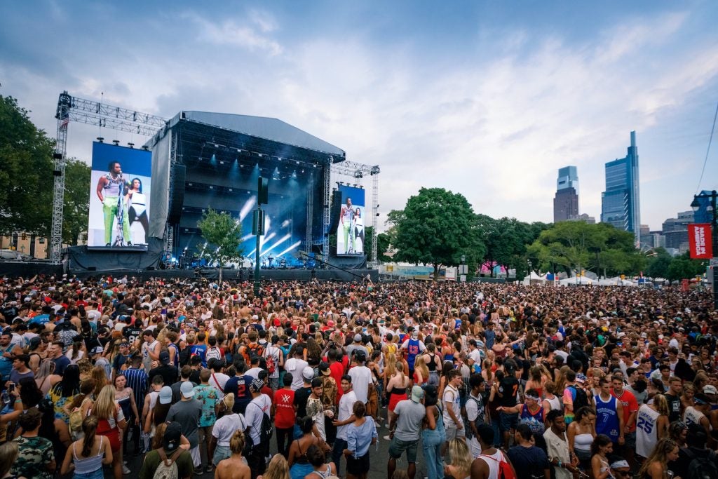 A large crowd gathers for the Made in America festival in 2019.