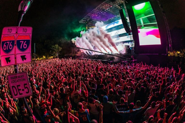 A large crowd gathers for the Made in America festival in 2019.