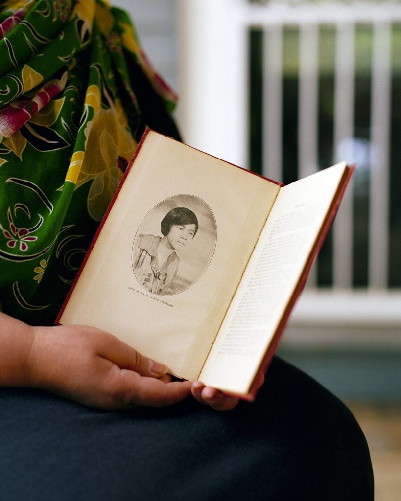 Bruner shows the author photo inside her great-grandmother's book