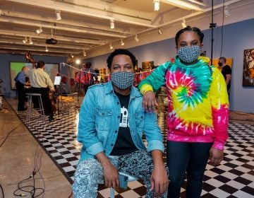 Michael Gardner and his daughter, Ava, at the Fabric Workshop