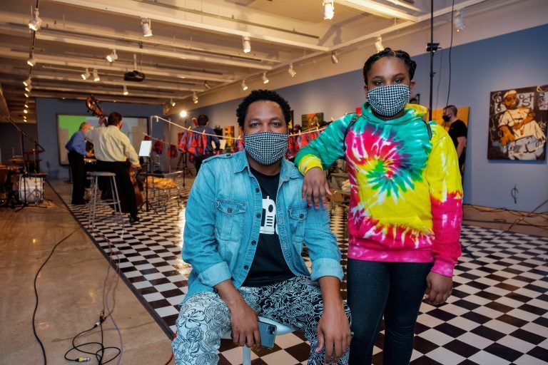 Michael Gardner and his daughter, Ava, at the Fabric Workshop