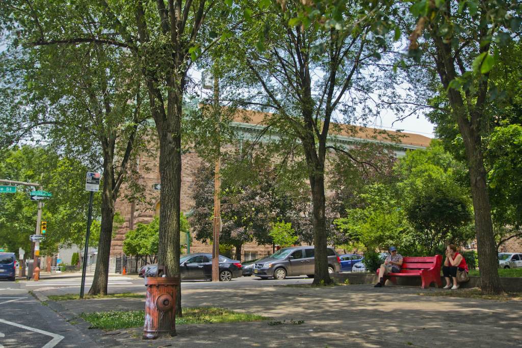 The shady corner of Belgrade Street and Allegheny Avenue