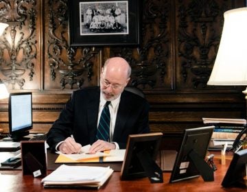 Gov. Tom Wolf signs the coronavirus disaster declaration. (Office of Gov. Tom Wolf)