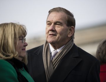 Former Gov. Tom Ridge before Pennsylvania Gov. Tom Wolf takes the oath of office for his second term, on Tuesday, Jan. 15, 2019, at the state Capitol in Harrisburg, Pa. (AP Photo/Matt Rourke)