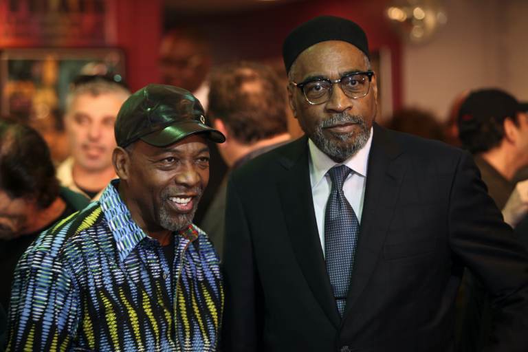 Kenny Gamble, right, and Leon Huff pose for a photo