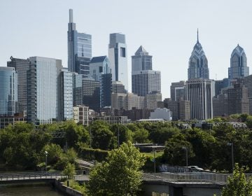 The skyline in Philadelphia is pictured along the Schuylkill River