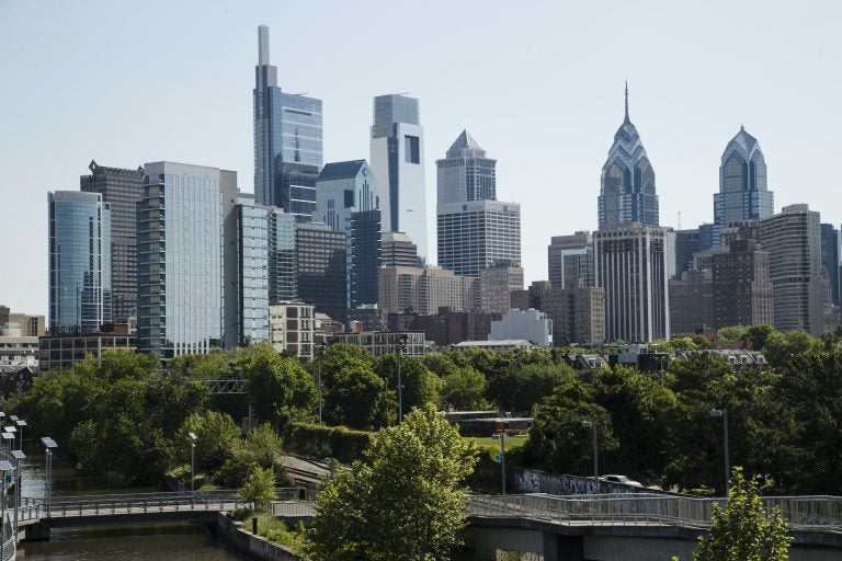 The skyline in Philadelphia is pictured along the Schuylkill River