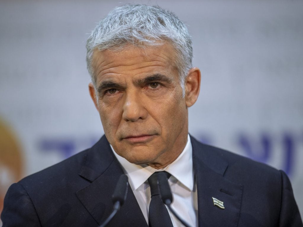 A closeup of Yair Lapid