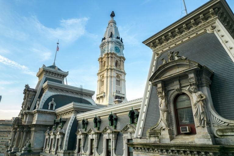 A closeup of Philadelphia City Hall.