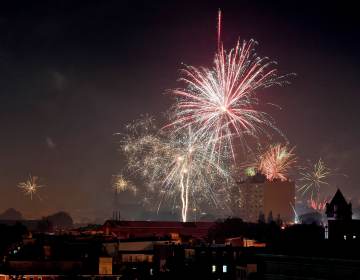 People set off consumer aerial fireworks in the City of Reading