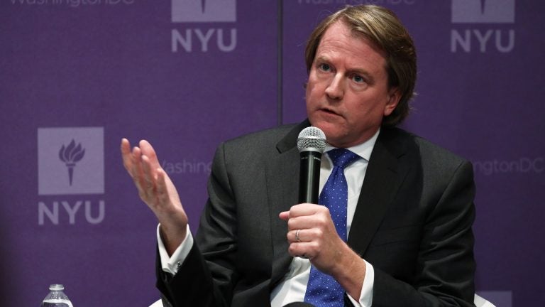 Former White House counsel Don McGahn, seen here at a 2019 event, is set to testify Friday behind closed doors more than two years after the House Judiciary Committee subpoenaed him. (Alex Wong/Getty Images)