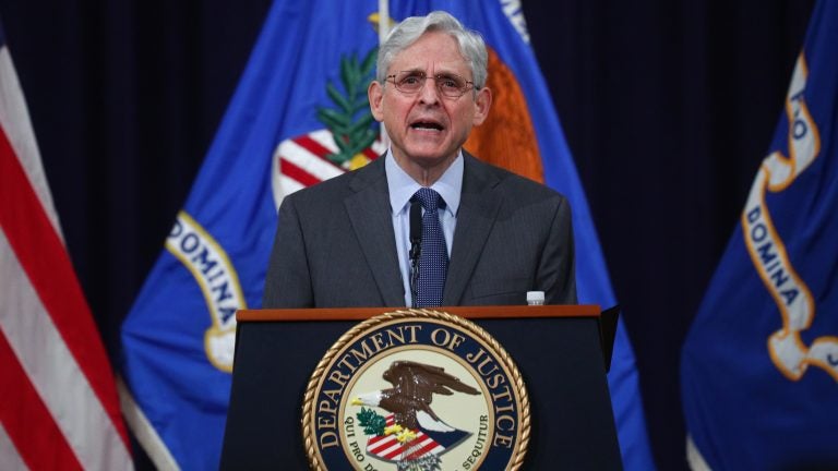 U.S. Attorney General Merrick Garland delivers remarks on voting rights at the Department of Justice on Friday. (Tom Brenner/Pool/Getty Images)