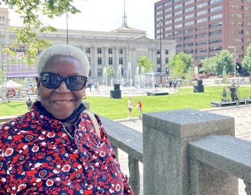 Sharon Shelton loves the new fountain and other improvements and wants the Rodney statue restored. (Cris Barrish/WHYY)