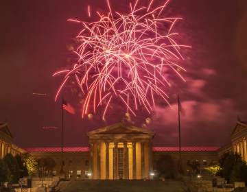 File photo: Fireworks erupt over the Philadelphia Museum of Art. (Jonathan Wilson for WHYY)