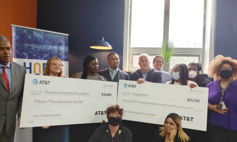 Two groups from Camden county receive money from ATT. (Tom MacDonald / WHYY)
