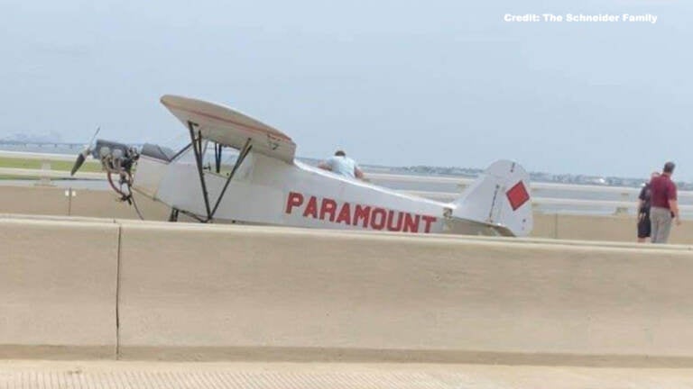 A small plane makes an emergency landing on an Ocean City bridge.