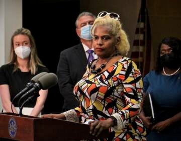 File photo: Pennsylvania state Rep. Margo Davidson during a press conference in Media, Pa. (Emma Lee/WHYY)