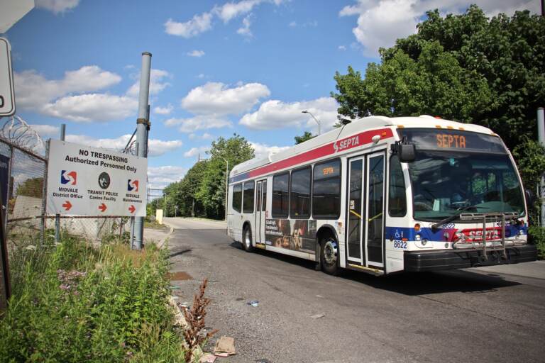 A bus leaves the Midvale depot in Nicetown