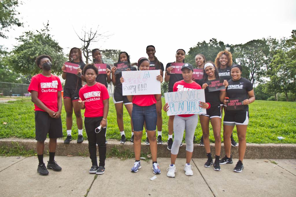 Playstreets captains (from left, front) Semaj McFadden, 16, Jah’sier Birchett, Taylor Elliot, and Makalah Hanible