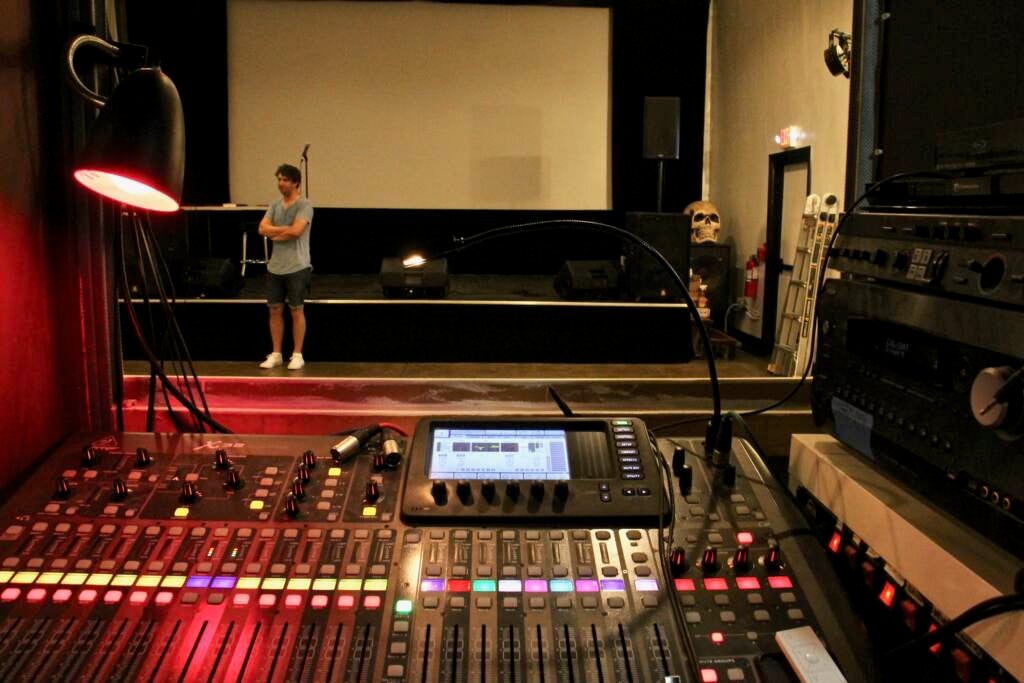 A closeup of a sound board at the PhilaMOCA