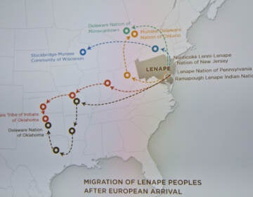 A map at the Penn Museum in Philadelphia shows the forced migration of members of the Lenape Nation.