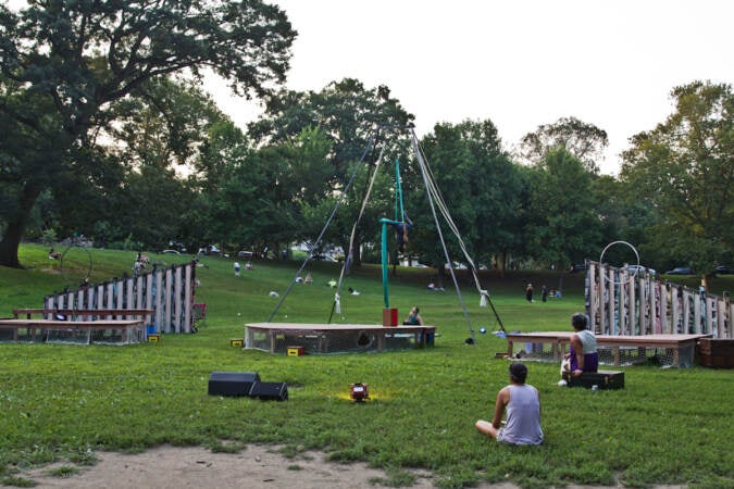 A Shakespeare in Clark Park production features the ensemble using puppets and circus arts