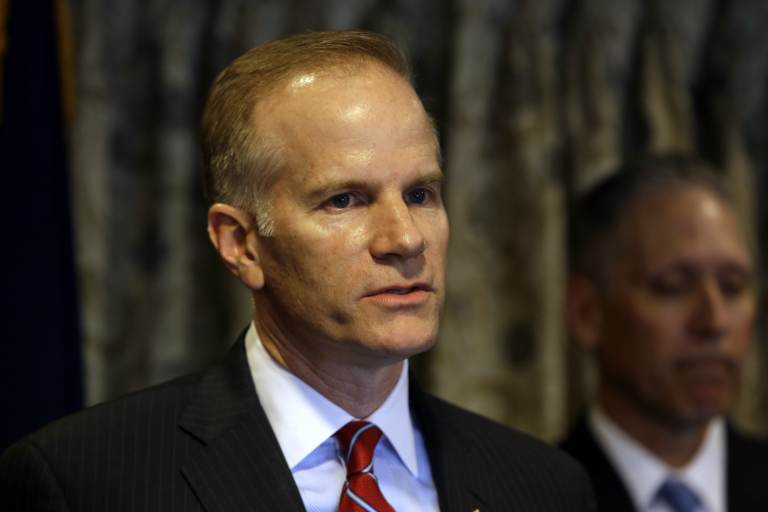 William McSwain speaks during a news conference