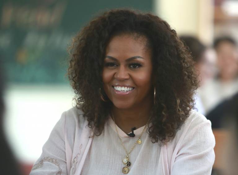 A closeup of Michelle Obama