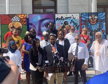 Senator Sharif Street speaking at an anti-gun violence press outside of City Hall in Philadelphia, July 6, 2021. (Sen. Street / Twitter)