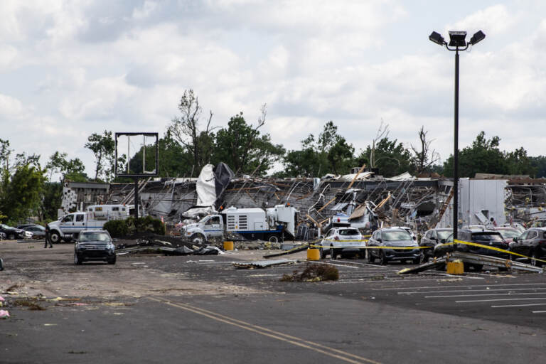 Major damage is seen at the site of a GMC Dealership in Bensalem