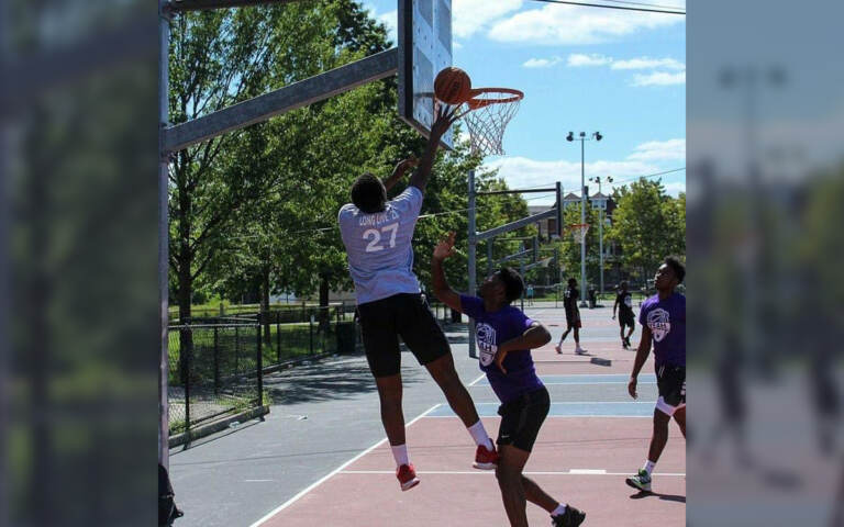 Young people play basketball at a 2020 YEAH Philly event at Kingsessing Rec Center. (YEAH Philly)