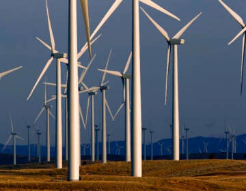 A wind turbine farm