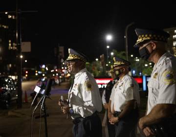 Chicago police Superintendent David Brown talks with members of the press