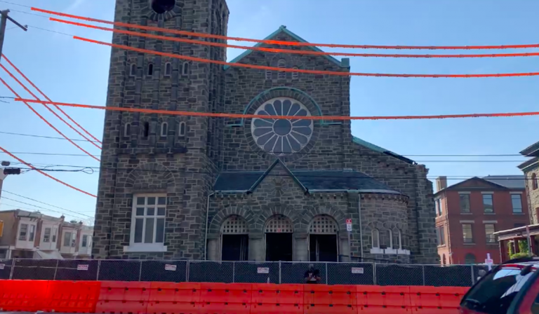 The exterior of the former Our Lady of the Blessed Sacrament building