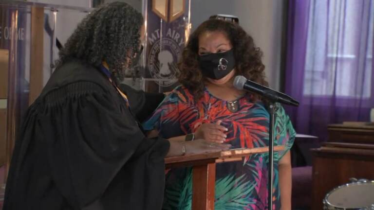 Catherine Hicks is sworn in as the president of the Philadelphia NAACP.