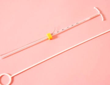 A closeup of an IUD