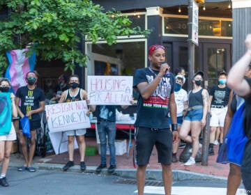 ACT UP protest outside of Mayor Kenney's condo. (Juno Rosenhaus / ACT UP)