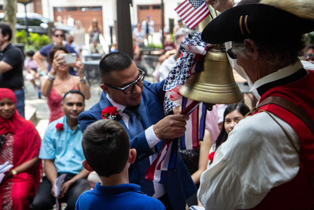 Gonzalo Ramirez participates in a Let Freedom Ring ceremony