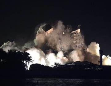 The remaining structure of the Champlain Towers South condo building is demolished