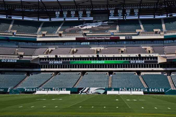 A closeup of Lincoln Financial Field