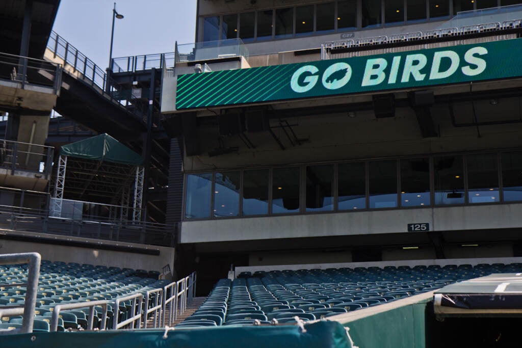 A closeup of Lincoln Financial Field