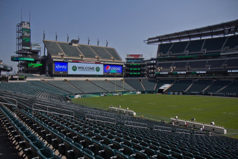 A closeup of Lincoln Financial Field