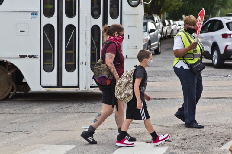 File photo: Philadelphia School District students at Samuel Powel Elementary School and Science Leadership Academy Middle School returned to in-person learning on Aug. 31, 2021. (Kimberly Paynter/WHYY)