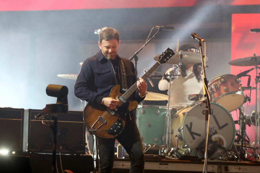 Kings of Leon perform at a concert before the NFL football draft Thursday April 29, 2021, in Cleveland