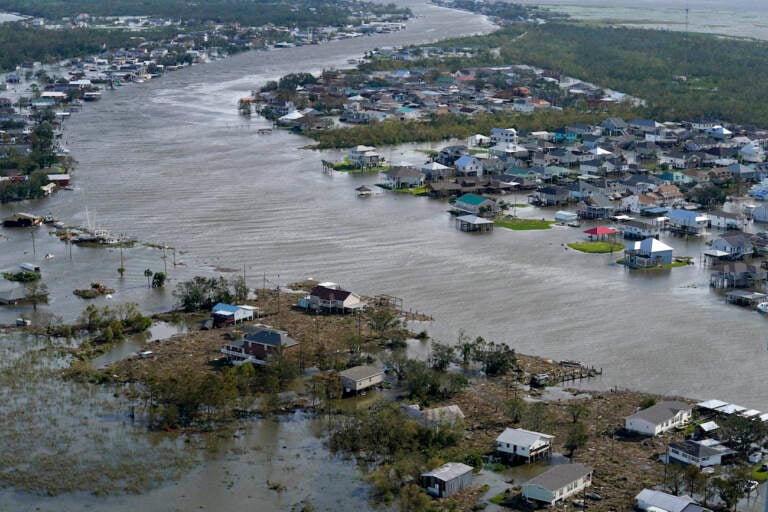 A flooded city is seen in the aftermath of Hurricane Ida