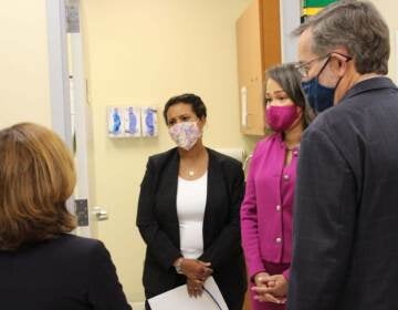 Centers for Medicare & Medicaid Services administrator Chiquita Brooks-LaSure (left) recently visited Westside Family Healthcare in Wilmington with Congresswoman Lisa Blunt Rochester (in purple) to announce new funding for navigators to help connect patients to insurance under the ACA